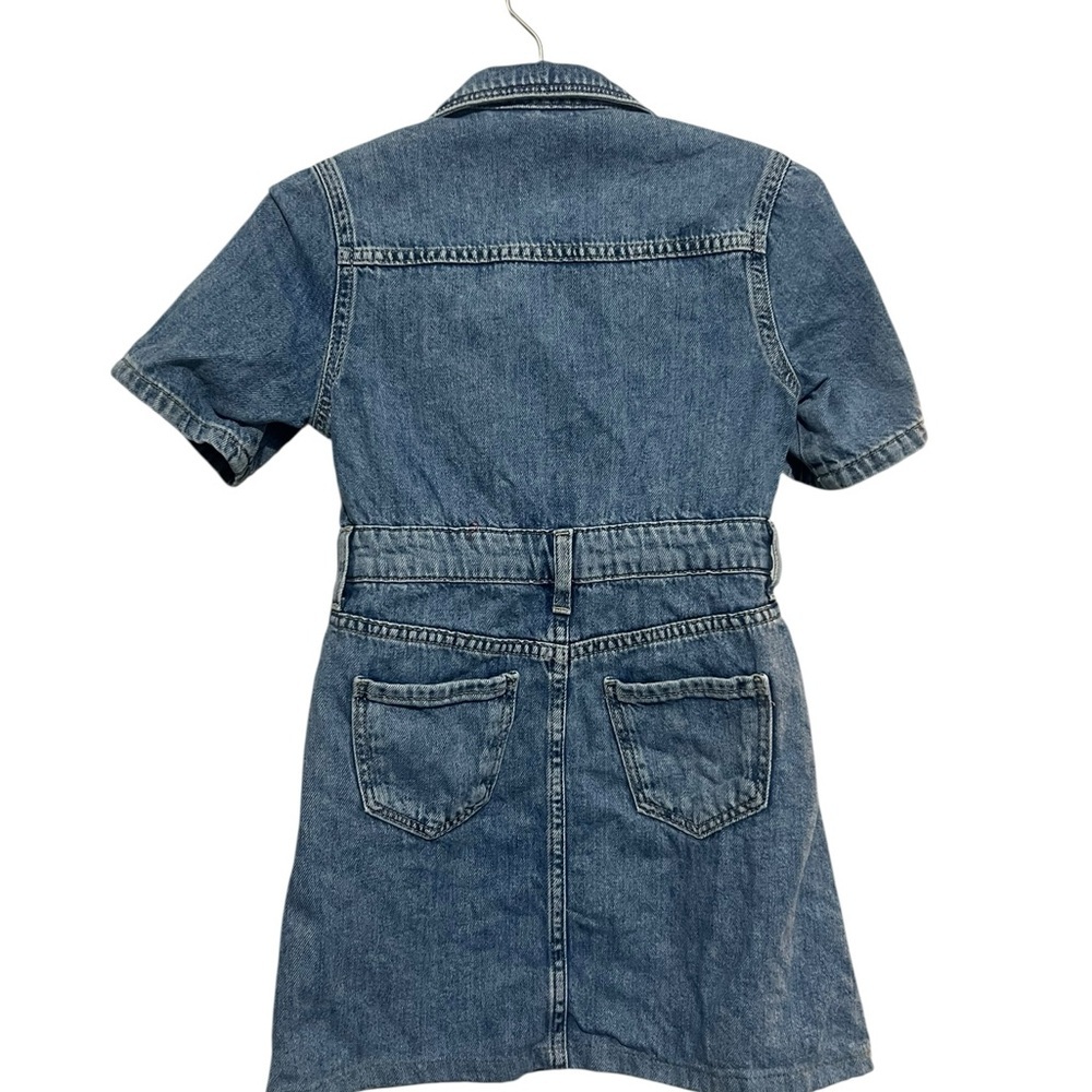 H&M Girls Blue Denim Dress Size 5 Snap Front Short Sleeves - Picture 5 of 7